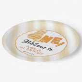 Cute Fat Orange Cat 1st Birthday Papieren Bordje (Gekanteld)