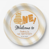 Cute Fat Orange Cat 1st Birthday Papieren Bordje (Voorkant)