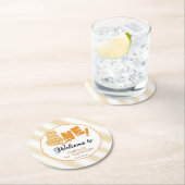 Cute Fat Orange Cat 1st Birthday Ronde Kartonnen Onderzetter (Insitu)