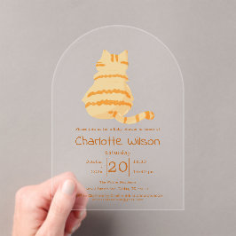 Cute Fat Orange Cat Baby Shower Acrylic Invitation Acryl Uitnodigingen