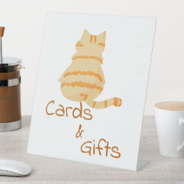 Cute Fat Orange Cat Baby Shower Cards & Gifts Reclamebord Met Voetstuk