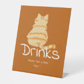 Cute Fat Orange Cat Baby Shower Drinks Reclamebord Met Voetstuk (Voorkant)