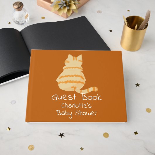 Cute Fat Orange Cat Baby Shower Gastenboek (Voorkant open)