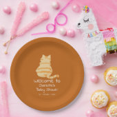Cute Fat Orange Cat Baby Shower Papieren Bordje (Feest)