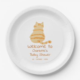 Cute Fat Orange Cat Baby Shower Papieren Bordje