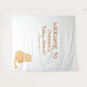 Cute Fat Orange Cat Baby Shower Photo Backdrop Wandkleed (Voorkant (horizontaal))