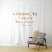 Cute Fat Orange Cat Baby Shower Photo Backdrop Wandkleed (In situ)