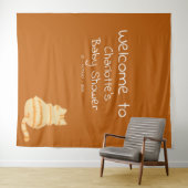 Cute Fat Orange Cat Baby Shower Photo Backdrop Wandkleed (In Situ (horizontaal))