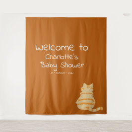 Cute Fat Orange Cat Baby Shower Photo Backdrop Wandkleed