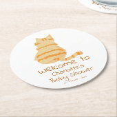 Cute Fat Orange Cat Baby Shower Ronde Kartonnen Onderzetter (Gebogen)