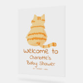 Cute Fat Orange Cat Baby Shower Welcome Acryl Bord (Hoek)