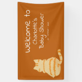 Cute Fat Orange Cat Baby Shower Welcome Banner (Verticaal)