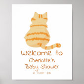 Cute Fat Orange Cat Baby Shower Welcome Sign Poster (Voorkant)