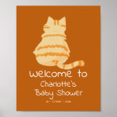 Cute Fat Orange Cat Baby Shower Welcome Sign Poster (Voorkant)