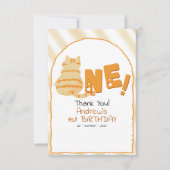 Cute Fat Orange Cat Stripes 1st Birthday Bedankkaart (Voorkant)