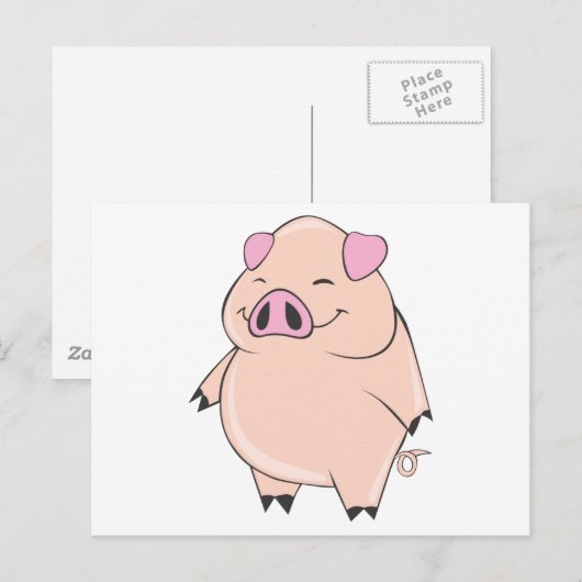 Cute Fat Pig Briefkaart (Voorkant / Achterkant)