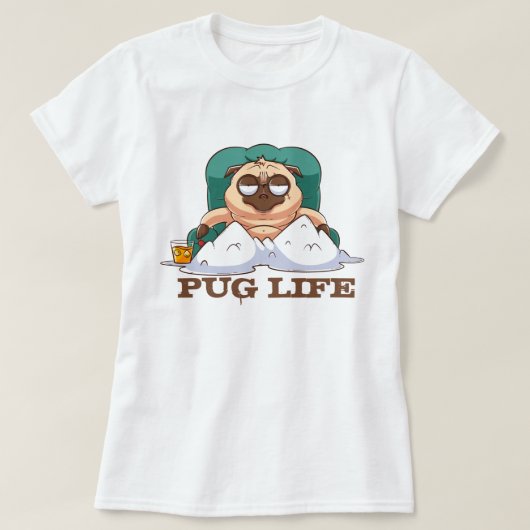 Cute Fat Pug T-Shirt (Design voorkant)