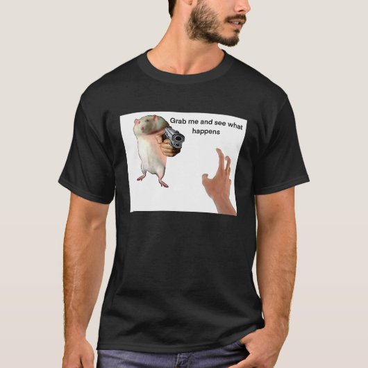 Cute Fat Rat Being Grabbed Meme T-shirt (Voorkant)