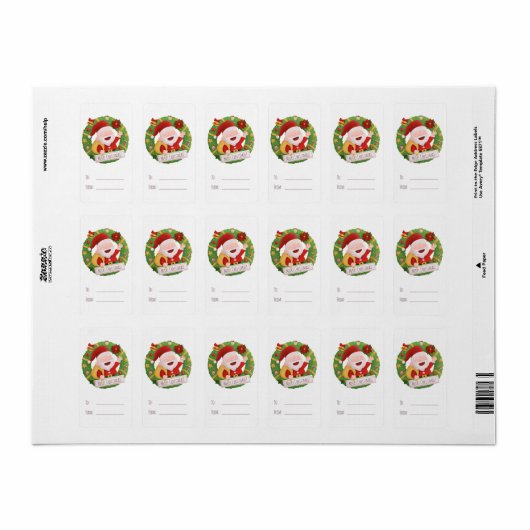 Cute Father Santa Wreate kerstcadeaulabels Etiket (Full Sheet)