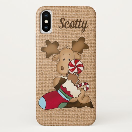 Cute faux burlap Country mose add name Case-Mate iPhone Case (Achterkant)