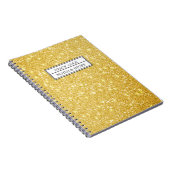Cute Faux Glitter Gold Custom Name Notitieboek (Rechterzijde)