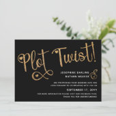 Cute Faux Gold Black Plot Twist Postponed Weddensc Save The Date (Staand voorkant)