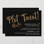 Cute Faux Gold Black Plot Twist Postponed Weddensc Save The Date (Voorkant / Achterkant)