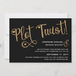 Cute Faux Gold Black Plot Twist Postponed Weddensc Save The Date