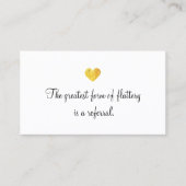 Cute Faux Gold Foil Heart Customer Reference Card Aanbevelingskaartje (Voorkant)