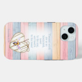 Cute Faux Pastel Wood Heart Bee Scripture Case-Mate iPhone Case (Achterkant (horizontaal))