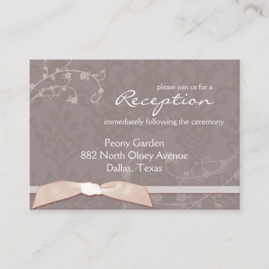 Cute Faux Ribbon Wedding Reception Informatiekaartje (Voorkant)