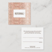 Cute Faux Roos Gold Sequin Beauty Salon Referral (Voorkant / Achterkant)