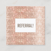 Cute Faux Roos Gold Sequin Beauty Salon Referral (Voorkant)