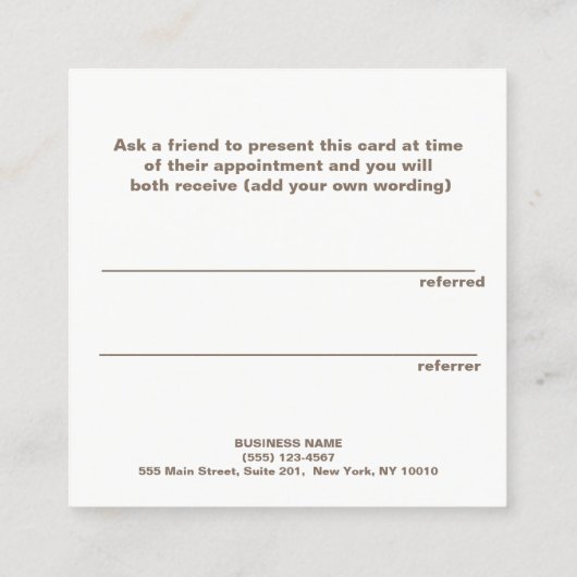 Cute Faux Roos Gold Sequin Beauty Salon Referral (Achterkant)