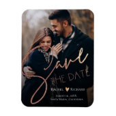 Cute Faux Roos Gold Wedding Photo Save the Date Magneet (Verticaal)