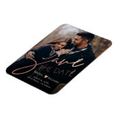 Cute Faux Roos Gold Wedding Photo Save the Date Magneet (Linkerzijde)