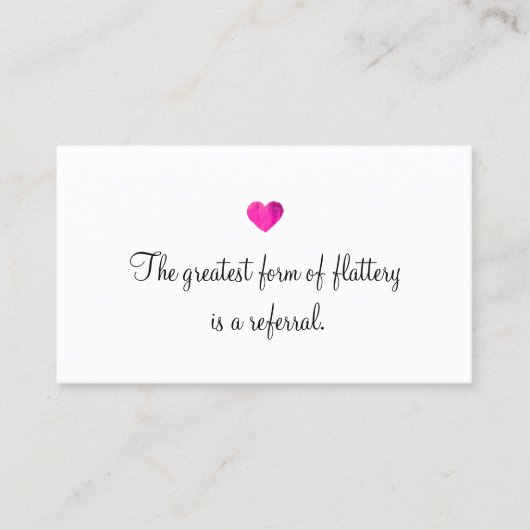 Cute Faux Roze Folie Heart Kaart Klantenreferentie (Voorkant)