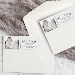 Cute Faux Vellum Mijnheer En Mevrouw Zwart Wit Fot Etiket
