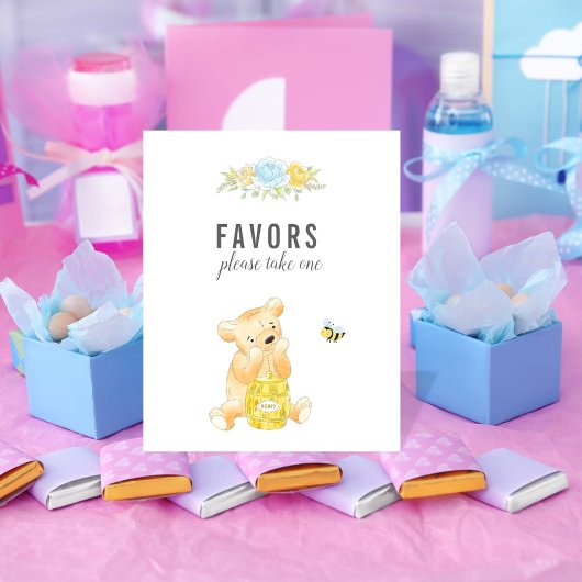 Cute Favors Table Boy Teddy Bear Baby shower Poster