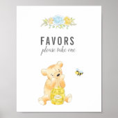 Cute Favors Table Boy Teddy Bear Baby shower Poster (Voorkant)