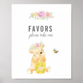 Cute Favors Table Girl Teddy Bear Baby shower Poster (Voorkant)