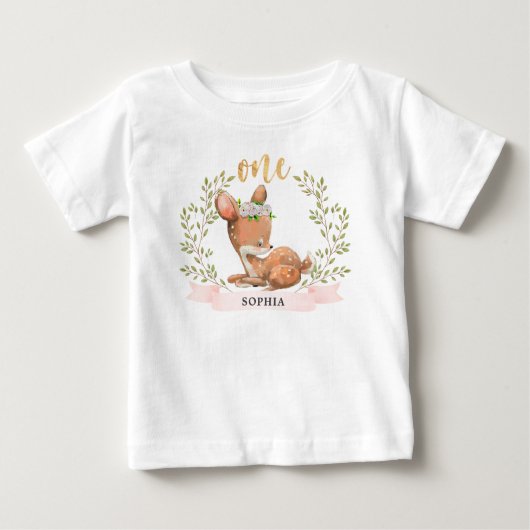 Cute Fawn 1st Birthday T shirt (Voorkant)