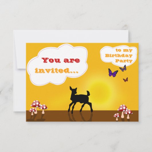 Cute Fawn - Birthday Invitation Card voor kinderen Kaart (Voorkant)
