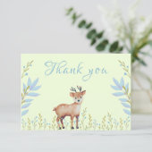 Cute Fawn Boy Baby shower Dank je wel Bedankkaart (Staand voorkant)
