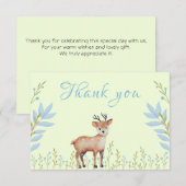 Cute Fawn Boy Baby shower Dank je wel Bedankkaart (Voorkant / Achterkant)