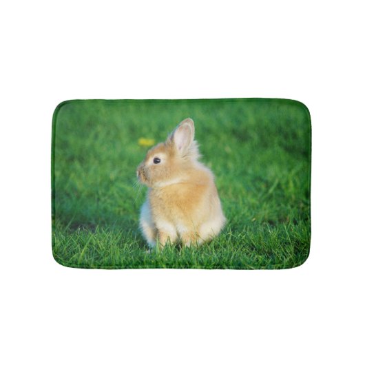 Cute Fawn Bunny Sitting in Grass Badmat (Voorkant)