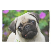 Cute Fawn Colored Pug Puppy Dog - Pillow-Hoesje Kussensloop (Achterkant)
