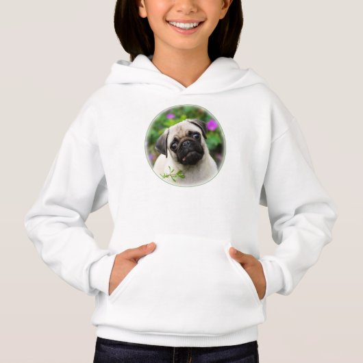 Cute Fawn Colored Pug Puppy Doggie, Hoodie (Voorkant)