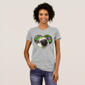 Cute Fawn Colour Pug Puppy Dog Face Pet Heart T-shirt (Voorkant volledig)