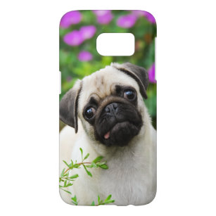 Cute Fawn Colour Pug Puppy Dog Portrait Phonecase Samsung Galaxy S7 Hoesje